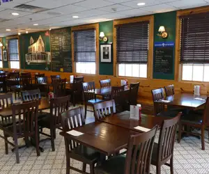 Tables arranged in the dining room. 