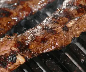 Steaks on the grill. 