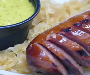 Hot dog with sauerkraut.
