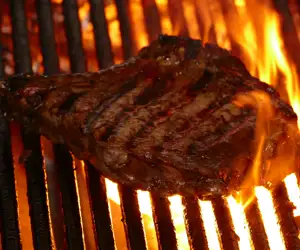 Steak on the grill. 